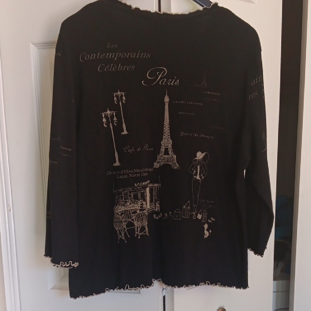 Jess And Jane Womens Rhinestone Paris Eiffel Tower Graphic Top Size XL - Picture 6 of 7